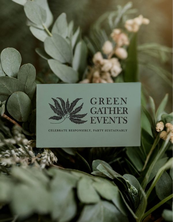 Eco-Friendly Event Planning Branding: Logo Branding Mockup for Green Gather Events