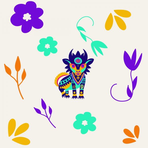 Alebrije and floral illustrations for Lil Oaxaca brand
